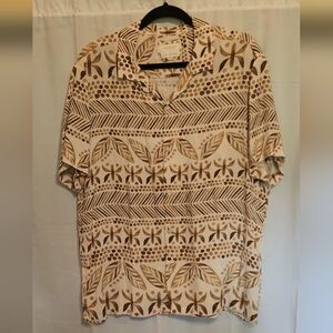 Cactus Man Beige & Gold Hawaiian Button Down XL